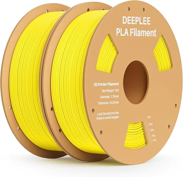 Deeplee3D DEEPLEE PLA 3D Printer Filament, Dimensional Accuracy +/-, Neatly Wound, No Clogging, Vacuum Package, Fits for Most FDM 3D Printers, 2 Pack 1kg Yellow