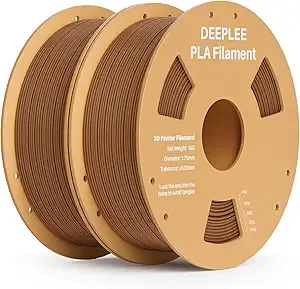Deeplee3D DEEPLEE PLA 3D Printer Filament, Dimensional Accuracy +/-, Neatly Wound, No Clogging, Vacuum Package, Fits for Most FDM 3D Printers, 2 Pack 1kg Brown