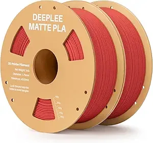 Deeplee3D DEEPLEE Matte PLA Filament, 3D Printer Filament Dimensional Accuracy +/-, No Clogging, Higher Toughness, Cardboard Spool 3D Filament, 2 Pack Ruby Red