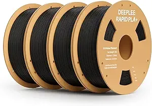 Deeplee3D DEEPLEE Rapid PLA Plus Filament, High Speed 3D Printer Filament Up to/s, PLA+ Filament Dimensional Accuracy +/- Fits Most FDM 3D Printer, Cardboard Spool 4 Pack 1kg Black