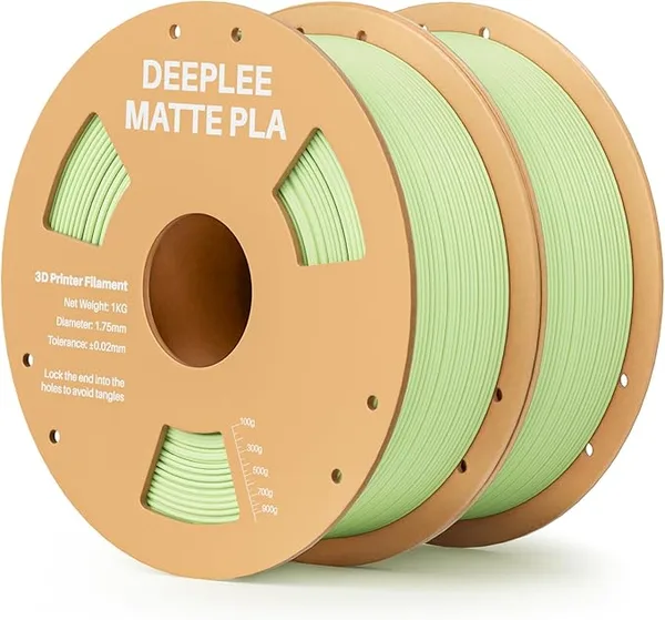 Deeplee3D DEEPLEE Matte PLA Filament, 3D Printer Filament Dimensional Accuracy +/-, No Clogging, Higher Toughness, Cardboard Spool 3D Filament, 2 Pack Mint Green