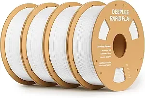 Deeplee3D DEEPLEE Rapid PLA Plus Filament, High Speed 3D Printer Filament Up to/s, PLA+ Filament Dimensional Accuracy +/- Fits Most FDM 3D Printer, Cardboard Spool 4 Pack 1kg White