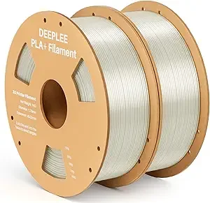 Deeplee3D DEEPLEE PLA+ 3D Printer Filament, PLA Plus with Dimensional Accuracy +/-, Higher Strength and Toughness, Neatly Wound, No Clogging, Fits for Most FDM 3D Printers, 2 Pack 1kg Clear