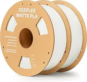 Deeplee3D DEEPLEE Matte PLA Filament, 3D Printer Filament Dimensional Accuracy +/-, No Clogging, Higher Toughness, Cardboard Spool 3D Filament, 2 Pack White
