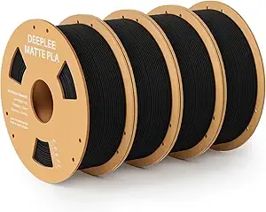 Deeplee3D DEEPLEE Matte PLA Filament, 3D Printer Filament Dimensional Accuracy +/-, No Clogging, Higher Toughness, Cardboard Spool 3D Filament, 4 Pack Black