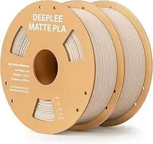 Deeplee3D DEEPLEE Matte PLA Filament, 3D Printer Filament Dimensional Accuracy +/-, No Clogging, Higher Toughness, Cardboard Spool 3D Filament, 2 Pack Beige