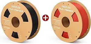 Deeplee3D DEEPLEE PLA+ 3D Printer Filament, 1kg Black & 1kg Red