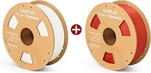 Deeplee3D DEEPLEE PLA+ 3D Printer Filament, 1kg White & 1kg Red