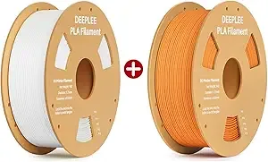 Deeplee3D DEEPLEE PLA 3D Printer Filament, 1kg White & 1kg Orange