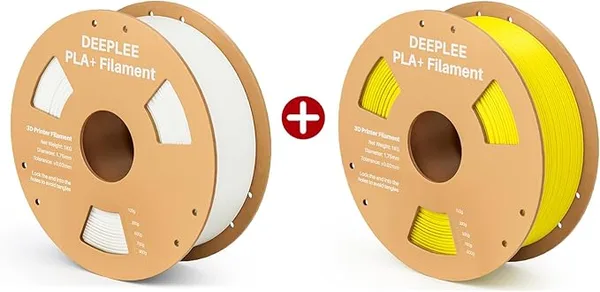 Deeplee3D DEEPLEE PLA+ 3D Printer Filament, 1KG White & 1KG Yellow
