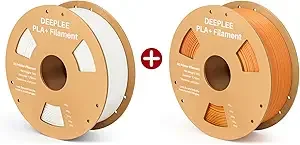 Deeplee3D DEEPLEE PLA+ 3D Printer Filament, 1KG White & 1KG Orange