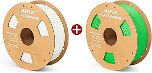 Deeplee3D DEEPLEE PLA+ 3D Printer Filament, 1kg White & 1kg Neon Green