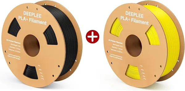 Deeplee3D DEEPLEE PLA+ 3D Printer Filament, 1KG Black & 1KG Yellow