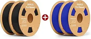 Deeplee3D DEEPLEE PLA 3D Printer Filament, 2kg Black and 2kg Drak Blue