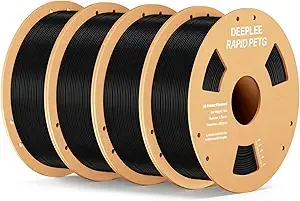 Deeplee3D DEEPLEE Rapid PETG Filament, High Speed PETG 3D Printer Filament Up to/s, Dimensional Accuracy +/-, Fits for Most FDM 3D Printers, 4 Pack 1kg Black