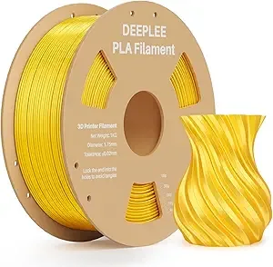 Deeplee3D DEEPLEE Silk PLA 3D Printer Filament 1kg, Silk Gold PLA, Dimensional Accuracy +/-, Smooth & Shiny Texture, Multi Color 3D Printing Filament