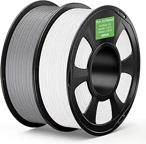 Deeplee3D PLA+ 2.0 Filament, Stronger Toughness 3D Printer Filament, White Grey 2KG, Upgrade PLA Plus 3D Printer Filament, High Speed PLA+ Filament for Most FDM 3D Drucker