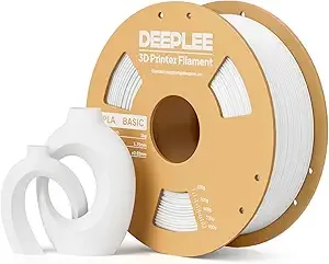 Deeplee3D DEEPLEE PLA Basic 3D Printer Filament, 3D Printing Filament with Dimensional Accuracy +/-, Neatly Wound, No Clogging, Best for Beginners, Fits for Most FDM 3D Printers 1KG White
