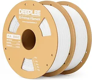 Deeplee3D DEEPLEE PLA Basic 3D Printer Filament, 3D Printing Filament with Dimensional Accuracy +/-, Neatly Wound, No Clogging, Best for Beginners, Fits for Most FDM 3D Printers 2KG White