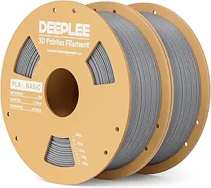 Deeplee3D DEEPLEE PLA Basic 3D Printer Filament, 3D Printing Filament with Dimensional Accuracy +/-, Neatly Wound, No Clogging, Best for Beginners, Fits for Most FDM 3D Printers 2KG Grey