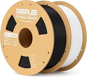 Deeplee3D DEEPLEE PLA Basic 3D Printer Filament, 3D Printing Filament with Dimensional Accuracy +/-, Neatly Wound, No Clogging, Fits for Most FDM 3D Printers 1KG Black and 1KG White