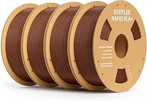 Deeplee3D DEEPLEE Rapid PLA Plus Filament, High Speed 3D Printer Filament Up to/s, PLA+ Filament Dimensional Accuracy +/- Fits Most FDM 3D Printer, Cardboard Spool 4 Pack 1kg Brown