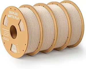 Deeplee3D DEEPLEE Matte PLA Filament, 3D Printer Filament Dimensional Accuracy +/-, No Clogging, Higher Toughness, Cardboard Spool 3D Filament, 4 Pack Beige