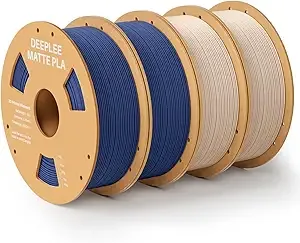 Deeplee3D DEEPLEE Matte PLA Filament, 3D Printer Filament Dimensional Accuracy +/-, No Clogging, Higher Toughness, Cardboard Spool 3D Filament, 4 Pack 2*Navy Blue & 2*Beige