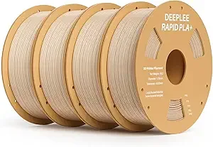 Deeplee3D DEEPLEE Rapid PLA Plus Filament, High Speed 3D Printer Filament Up to/s, PLA+ Filament Dimensional Accuracy +/- Fits Most FDM 3D Printer, Cardboard Spool 4 Pack 1kg Beige