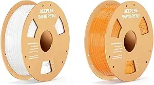 Deeplee3D DEEPLEE Rapid PETG Filament, High Speed PETG 3D Printer Filament Up to/s, 1kg White and 1kg Orange