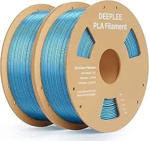 Deeplee3D DEEPLEE Silk PLA 3D Printer Filament 2kg, Silk Sky Blue PLA, Dimensional Accuracy +/-, Smooth & Shiny Texture, Multi Color 3D Printing Filament