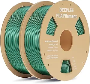 Deeplee3D DEEPLEE Metallic Green PLA Filament, 2kg Metal-Like Shiny 3D Printer Filament Dimensional Accuracy +/-, Smooth, Shiny & Metallic Texture, Fits for Most FDM 3D Printers
