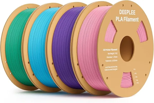 Deeplee3D DEEPLEE PLA 3D Printer Filament, Dimensional Accuracy +/-, Neatly Wound, No Clogging, Vacuum Package, Fits for Most FDM 3D Printers, 4 Pack 1kg Pink & Purple & Sky Blue & Sea Green