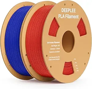 Deeplee3D DEEPLEE PLA 3D Printer Filament, Dimensional Accuracy +/-, Neatly Wound, No Clogging, Vacuum Package, Fits for Most FDM 3D Printers, 2 Pack 1kg Red & Dark Blue