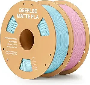 Deeplee3D DEEPLEE Matte PLA Filament, 3D Printer Filament Dimensional Accuracy +/-, No Clogging, Higher Toughness, Cardboard Spool 3D Filament, 2 Pack 1kg Ice Blue & Sakura Pink