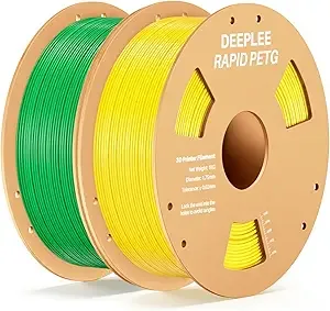 Deeplee3D DEEPLEE Rapid PETG Filament, High Speed PETG 3D Printer Filament Up to/s, Dimensional Accuracy +/-, Fits for Most FDM 3D Printers, 2kg Yellow & Green