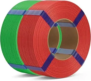 Deeplee3D DEEPLEE PLA Basic Refill Filament, No Spool 3D Printer Filament, Dimensional Accuracy +/-, Fits for Most FDM 3D Printers, 2KG Red/Grass Green