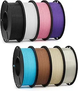 Deeplee3D DEEPLEE PLA 3D Printer Filament 8 Pack 250g Bundle, Dimensional Accuracy +/-, Neatly Wound, No Clogging, Black/White/Pink/Purple/Translucent/Sky Blue/Brown/Beige