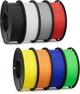 Deeplee3D DEEPLEE PLA+ 3D Printer Filament, 8 Pack 250g Bundle PLA Plus with Dimensional Accuracy +/-, Higher Strength and Toughness, Black/White/Gray/Red/Yellow/Orange/Dark Blue/Green
