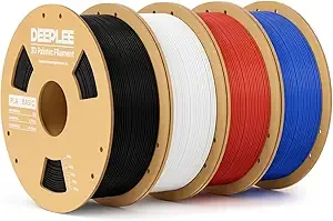 Deeplee3D DEEPLEE Basic PLA Filament, 3D Printer Filament, Black White Red & Blue 4kg