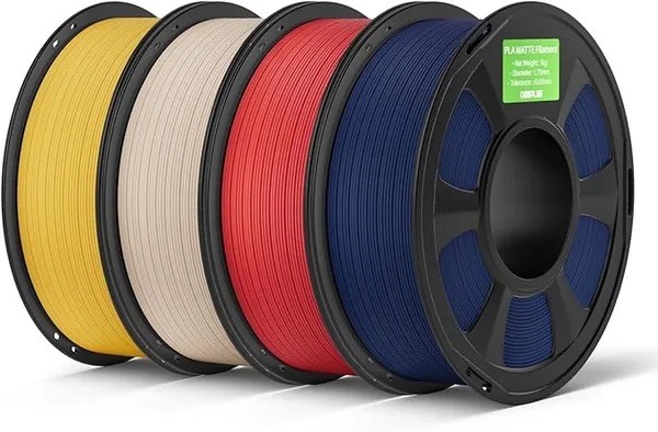 Deeplee3D DEEPLEE Matte PLA Filament, 4kg Sunshine Yellow & Beige & Ruby Red & Navy Blue, 3D Printer Filament Dimensional Accuracy +/-, Smooth Texture, Fits for Most FDM 3D Printers