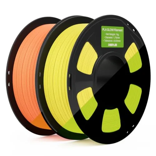Deeplee3D DEEPLEE Glow in The Dark PLA Filament 2KG Bundle Glow Yellow & Glow Orange, 3D Printer Filament Dimensional Accuracy +/-, Best with UV Lamps