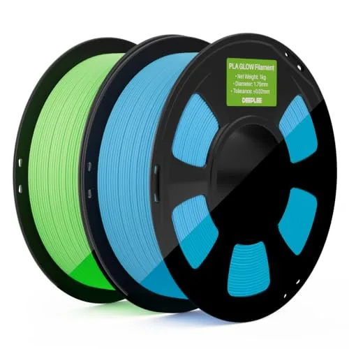 Deeplee3D DEEPLEE Glow in The Dark PLA Filament 2KG Bundle Glow Blue & Glow Green, 3D Printer Filament Dimensional Accuracy +/-, Best with UV Lamps