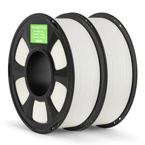 Deeplee3D DEEPLEE Matte PLA 2.0 Filament, 3D Printer Filament Dimensional Accuracy +/-, No Clogging, Smooth Texture, 2KG White
