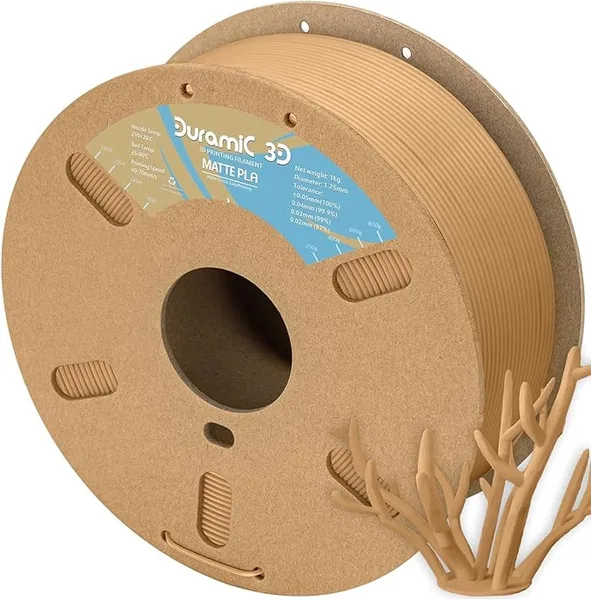 DURAMIC 3D DURAMIC 3D Matte PLA Filament Wood, 1kg Cardboard Spool Matte Finish 3D Printer Filament PLA Dimensional Accuracy 99% +/-, Printing with FDM 3D Printer, Easy to Remove Support