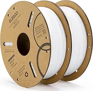 Elegoo ELEGOO PLA Filament White 2KG, 3D Printer Filament Dimensional Accuracy +/-, 2 Pack 1kg Cardboard Spool(2.2lbs) 3D Printing Filament Fits for Most FDM 3D Printers