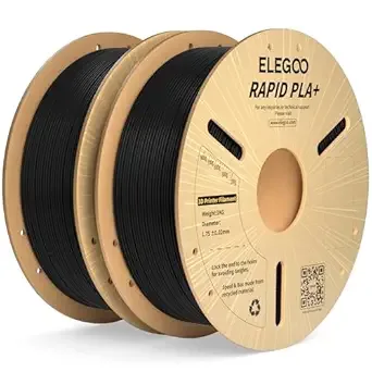 Elegoo ELEGOO Rapid PLA Plus Filament Black 2KG, PLA+ 3D Printer Filament for/s High Speed Printing, Dimensional Accuracy +/-, 2 Pack 1kg Spool(2.2lbs)