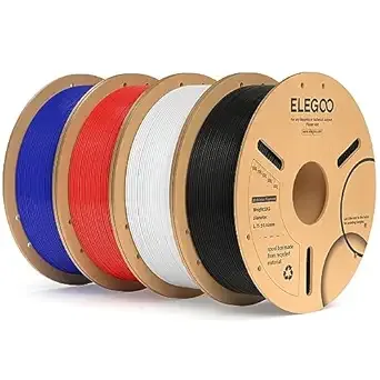 Elegoo ELEGOO PLA Plus Filament Bundle 4KG, PLA+ Tough 3D Printer Filament Dimensional Accuracy +/-, 4 Pack 1kg Spool(2.2lbs) Fits for Most FDM 3D Printers(Black, White, Blue, Red)