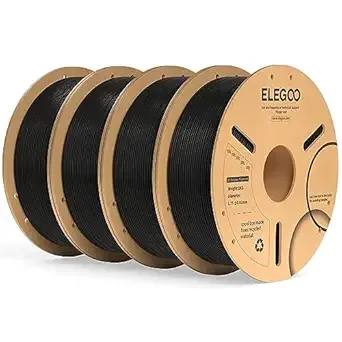 Elegoo ELEGOO PLA Plus Filament Black 4KG, PLA+ Tougher and Stronger 3D Printer Filament Pro Dimensional Accuracy +/-, 4 Pack 1kg Spool(2.2lbs) Fits for Most FDM 3D Printers