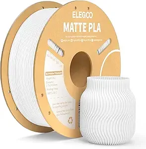Elegoo ELEGOO Matte PLA Filament Matte White 1KG 3D Printer Filament Dimensional Accuracy +/-, 1kg Carboard Spool (2.2lbs) for Most FDM 3D Printers